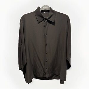 Eskandar Black 100% Silk Shirt Blouse Size 1